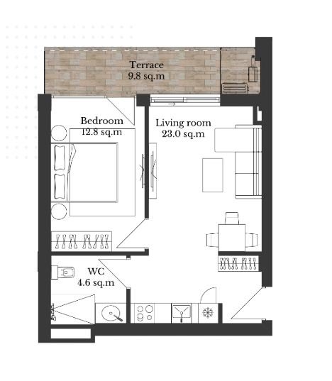 1bedroom 51.9