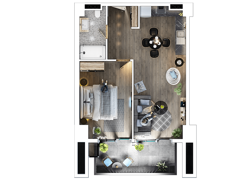 57.5 1bedroom